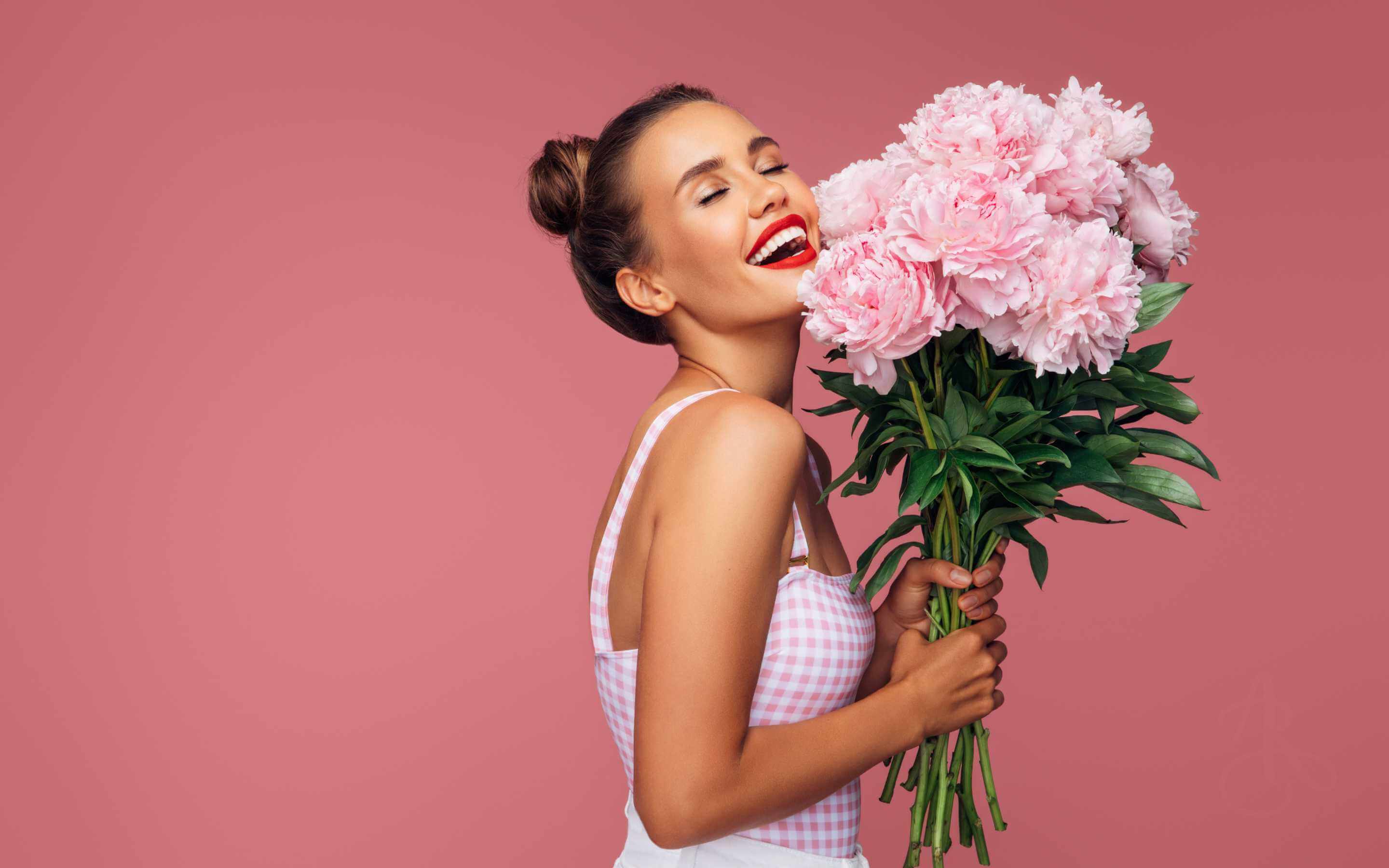 Flower bouquet with pink peony for delivery in Vancouver by Adele Rae