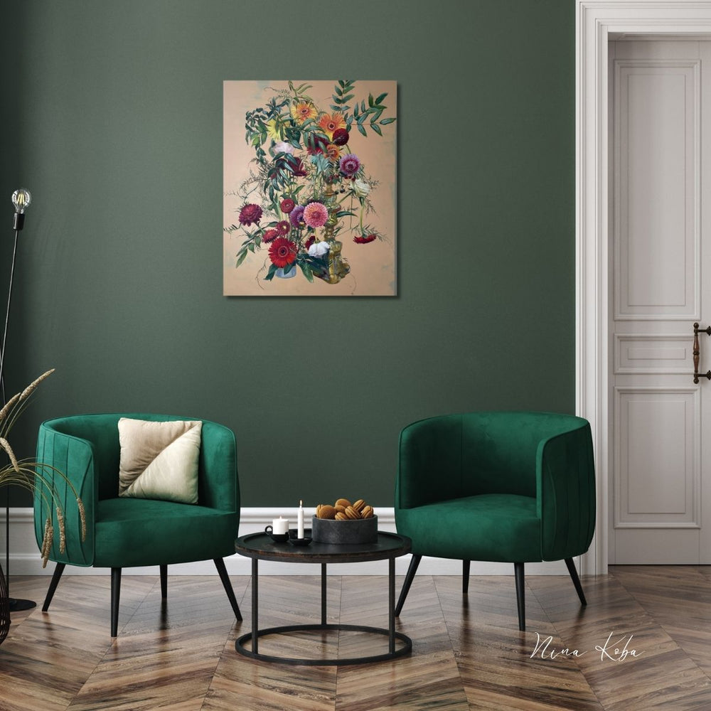 Tisserand de rêves floraux | Peinture à l'huile originale de Nina Koba