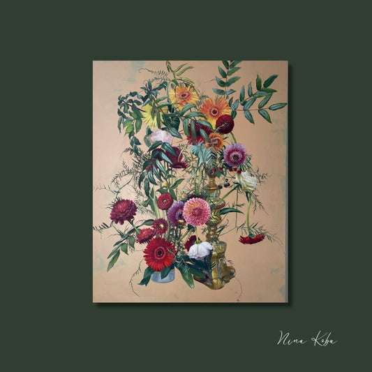 Tisserand de rêves floraux | Peinture à l'huile originale de Nina Koba