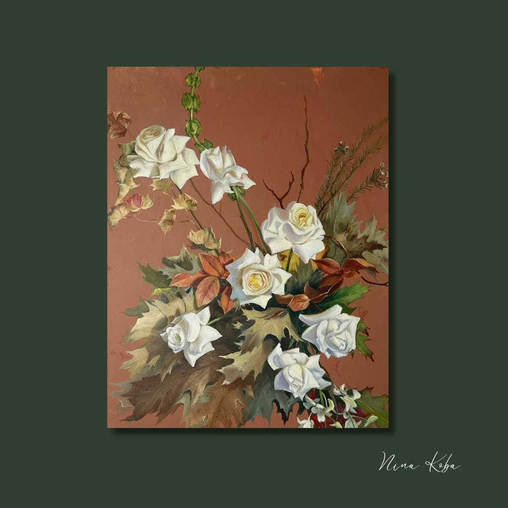 Mon jardin de roses - Peinture originale Nina Koba