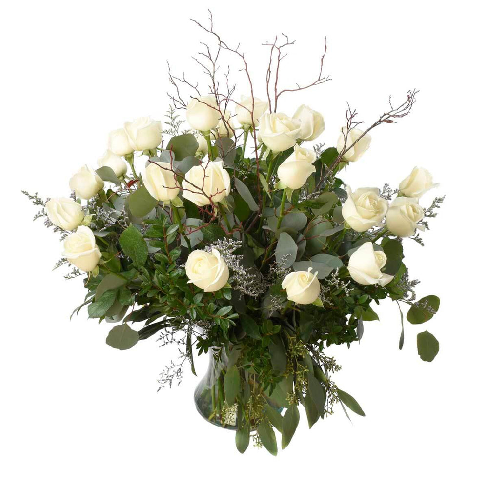 24 White Roses Arrangement | Burnaby local florist Adele Rae