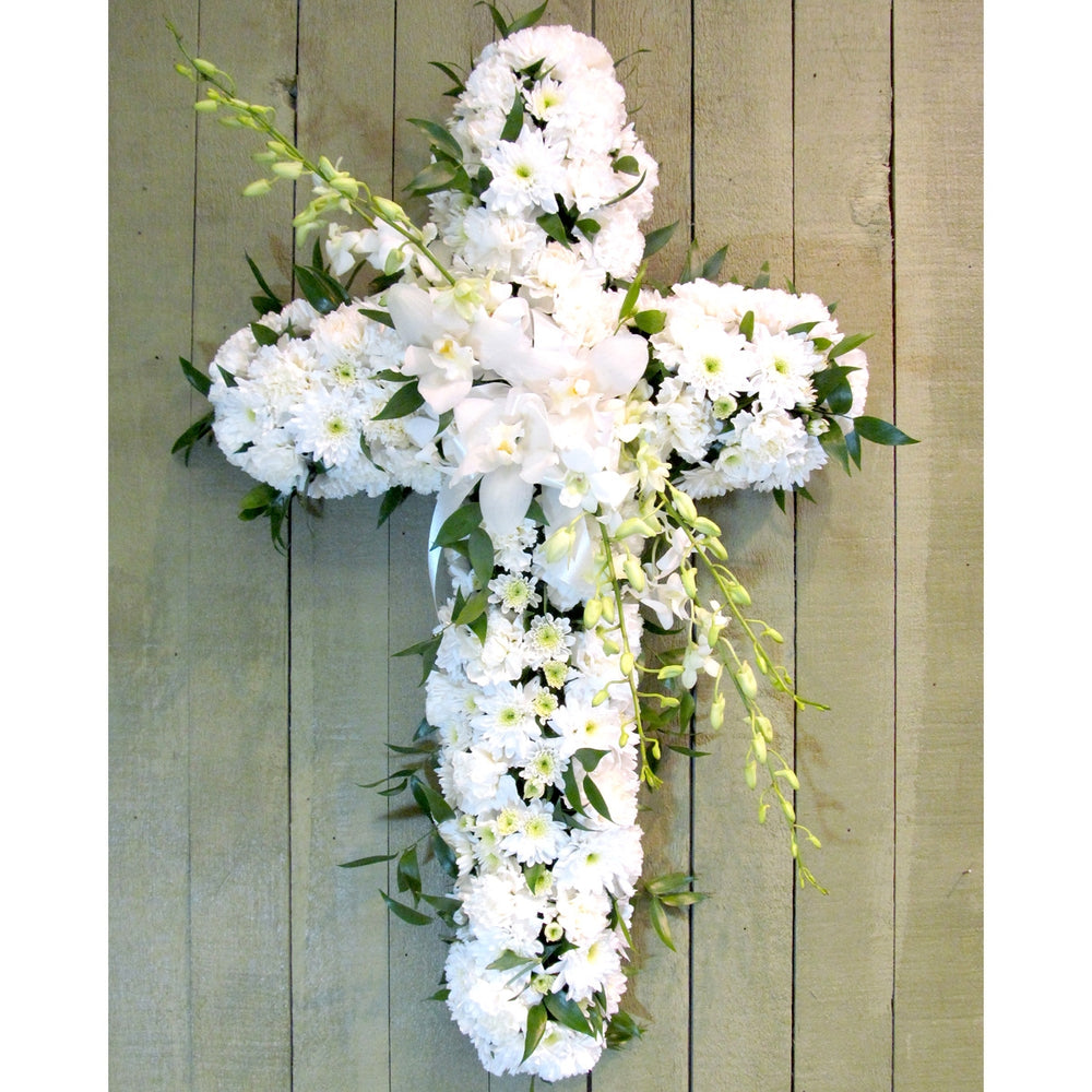 Funeral flower cross for delivery in Vancouver and Burnaby - Adele Rae