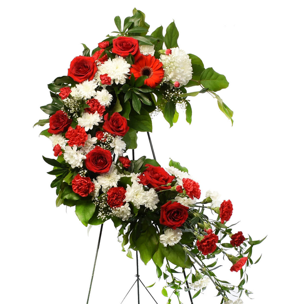 Luxury sympathy wreath 24 inch red and white in Burnaby