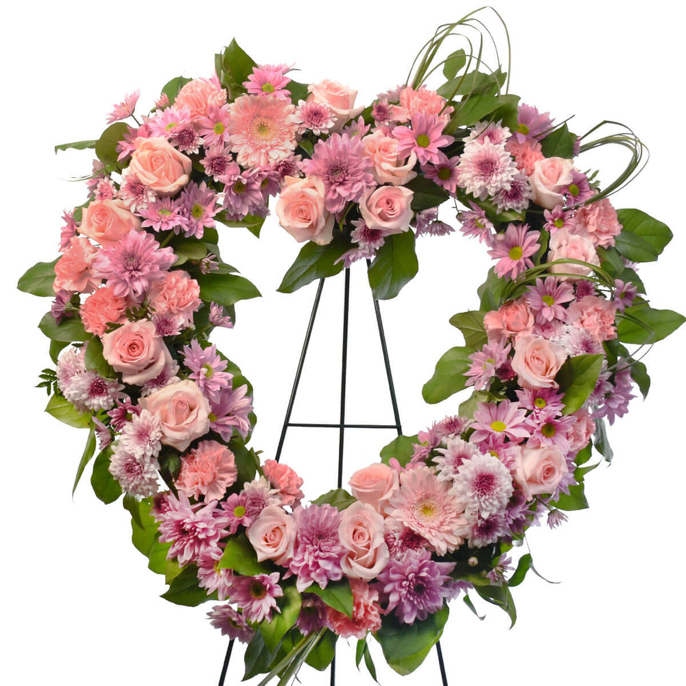 Heart shaped funeral flower wreath for delivery in Vancouver