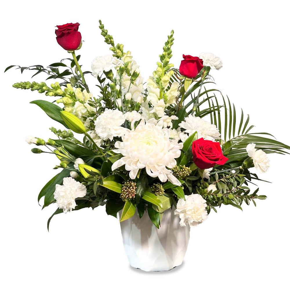 Eternal White Funeral Flower Arrangement (AR4260)