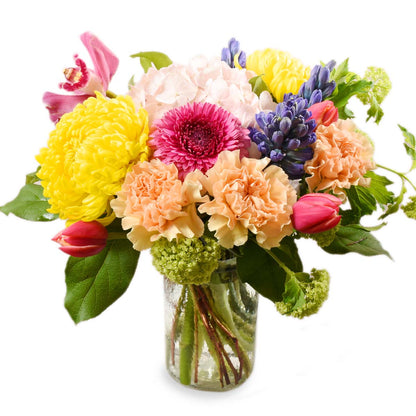 Sending colourful flower arrangement for a birthday in Burnaby Canada by Adele Rae florists