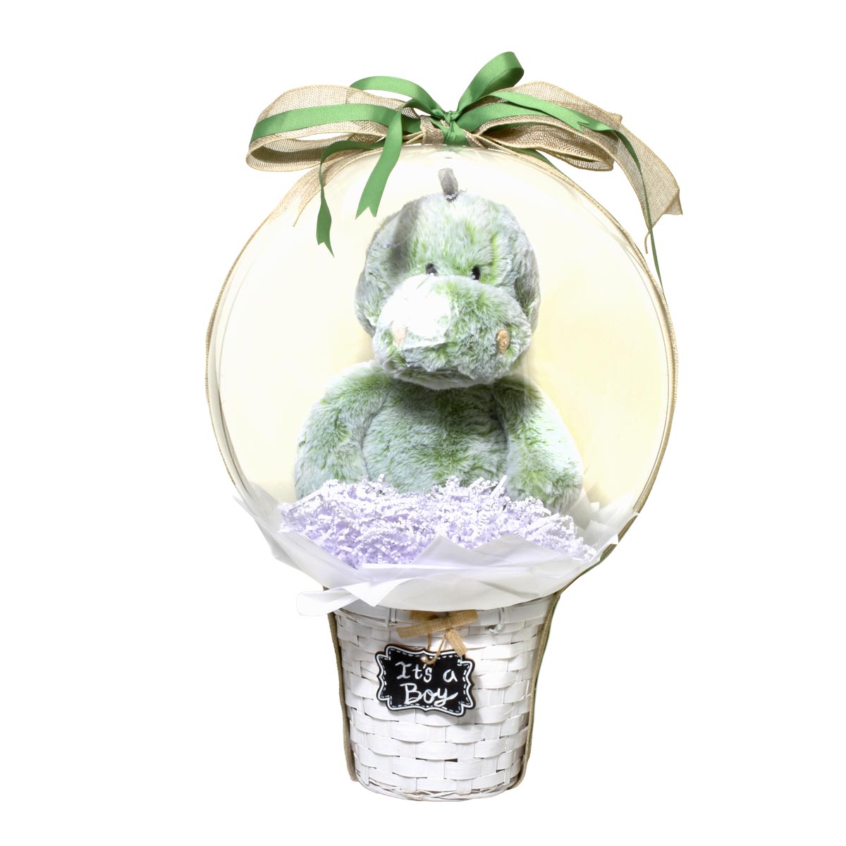 A teddy bear inside a balloon for a new born gift in Burnaby BC by Adele Rae Florist
