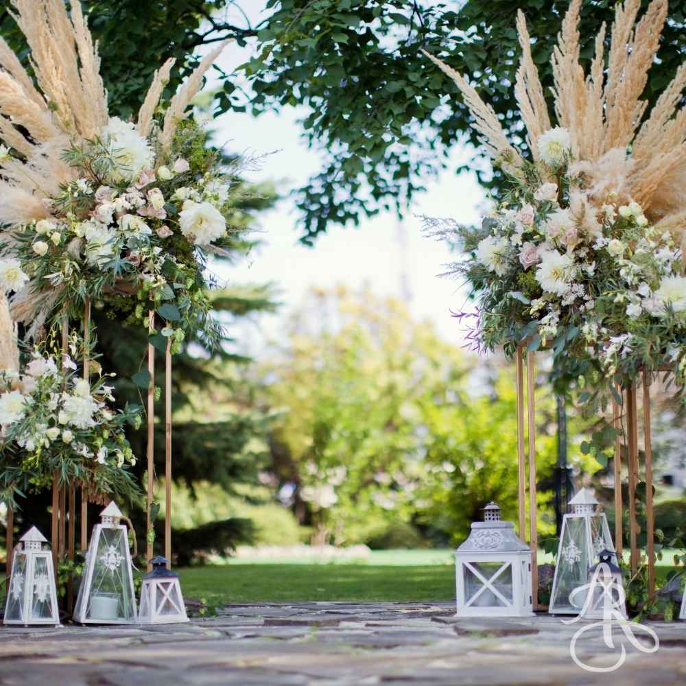 Wedding floral island markers from Burnaby florist Adele Rae