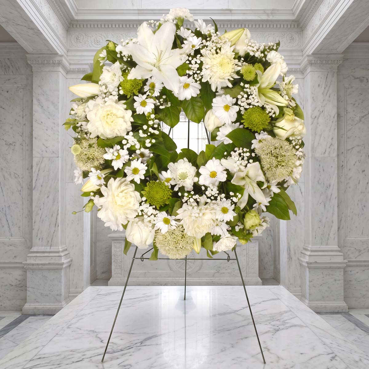Couronne funéraire compacte "Doux hommage" 35 cm (AR2668)