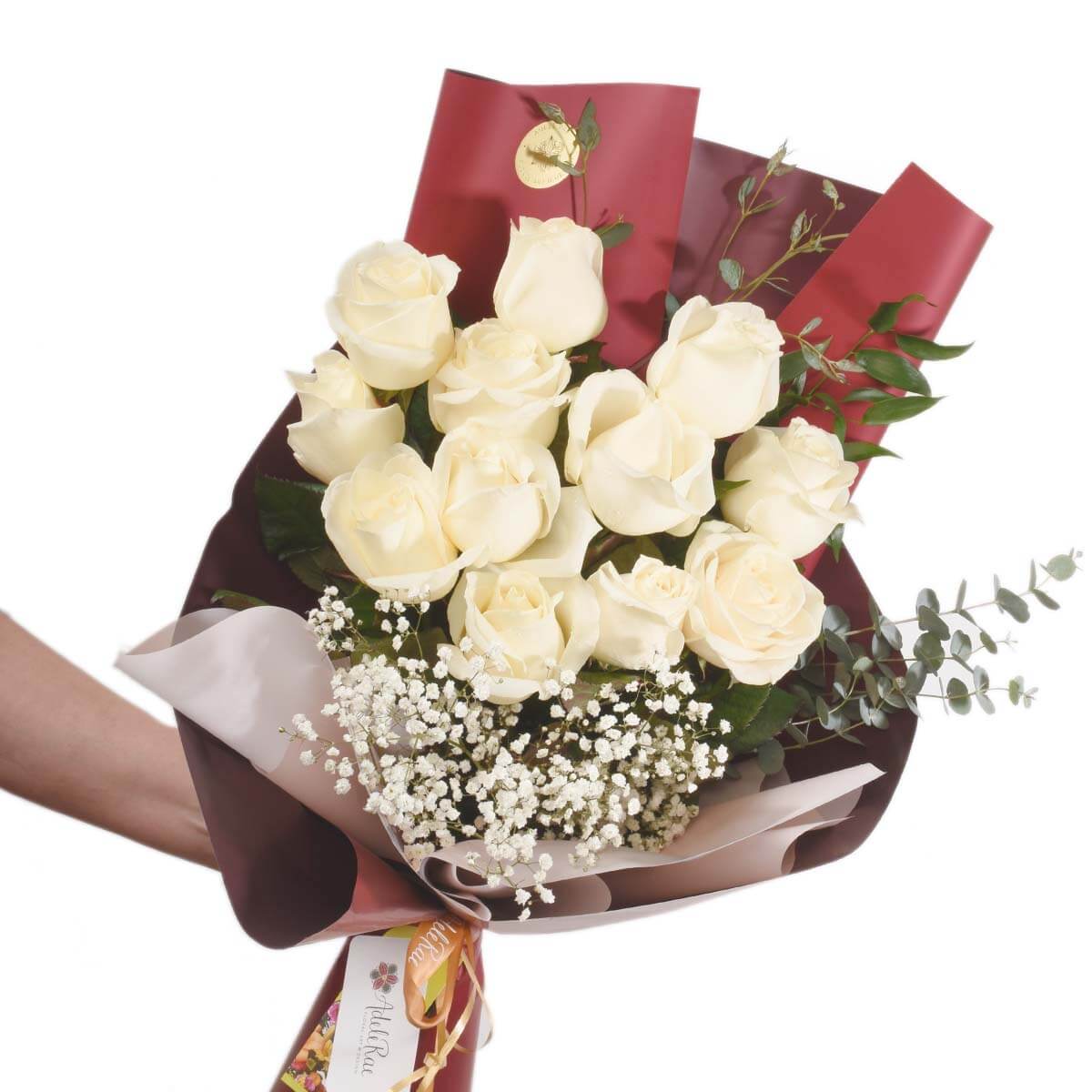 Dozen white roses bouquet by Burnaby Florist Adele Rae