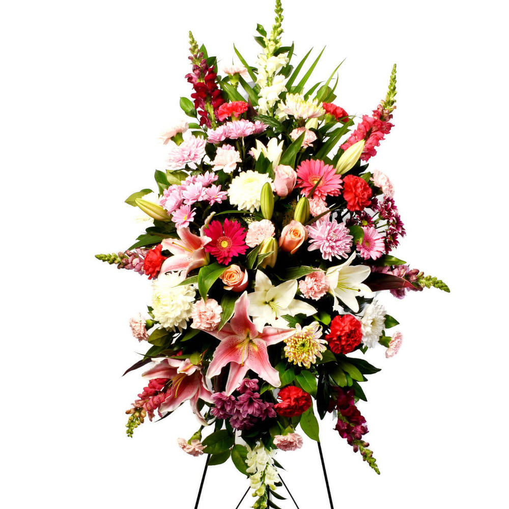 Open Heart Standing Funeral Spray  Funeral flower arrangements, Funeral  sprays, Funeral floral arrangements