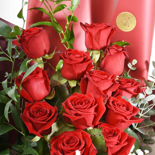 Anniversary 12 red roses bouquet for delivery in Vancouver