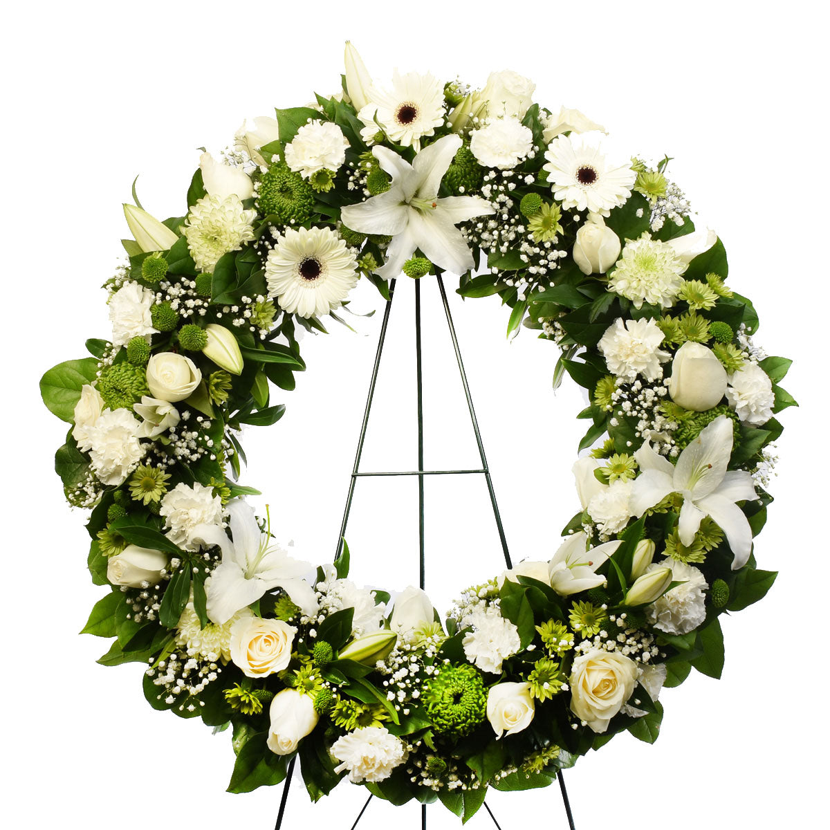 Funeral wreath with white flowers