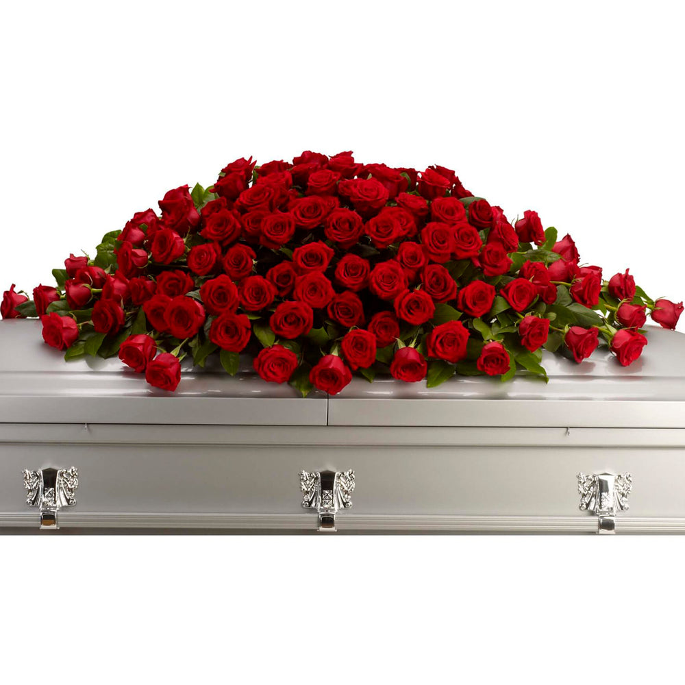 Order Red Rose Funeral Casket Spray | Burnaby Florist | Adele Rae