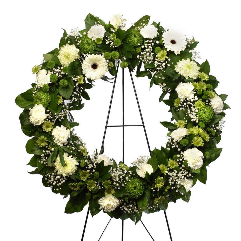 Funeral white flower wreath in Burnaby, BC